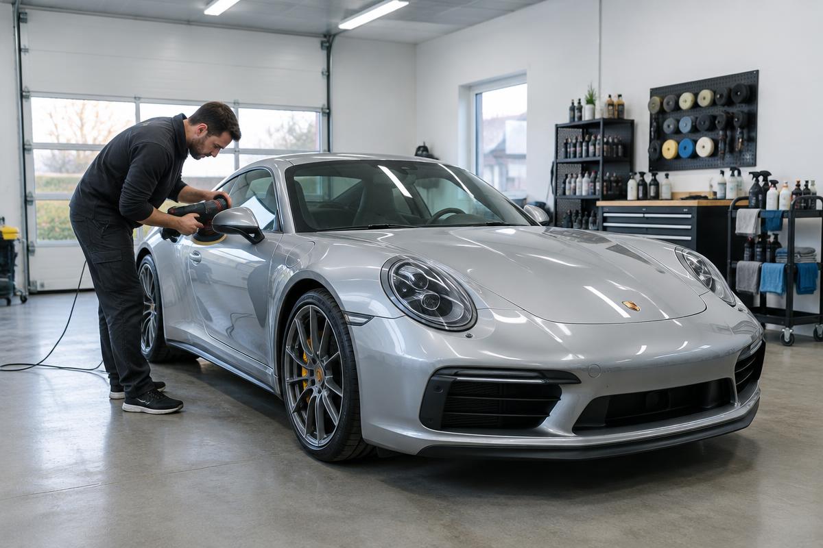 Professionele auto detailing in een studio