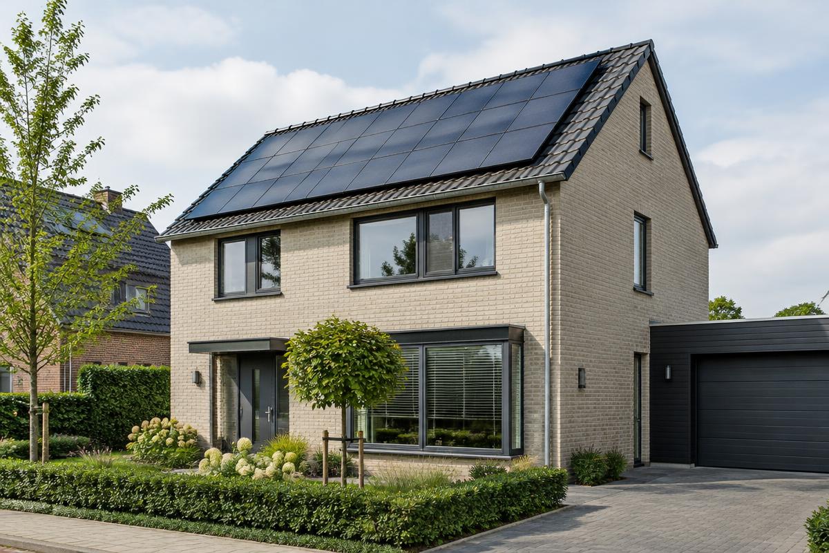 Moderne woning met zonnepanelen