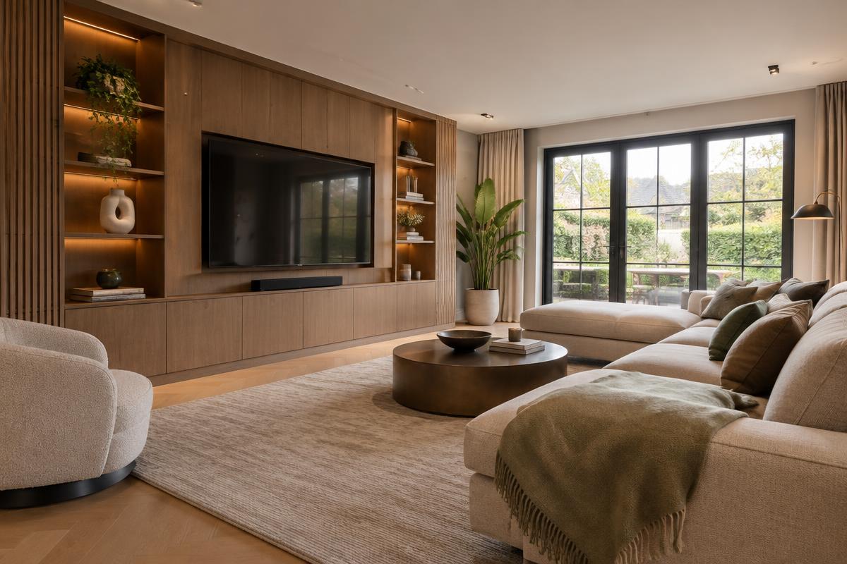Modern interieur met cinewall en maatwerk